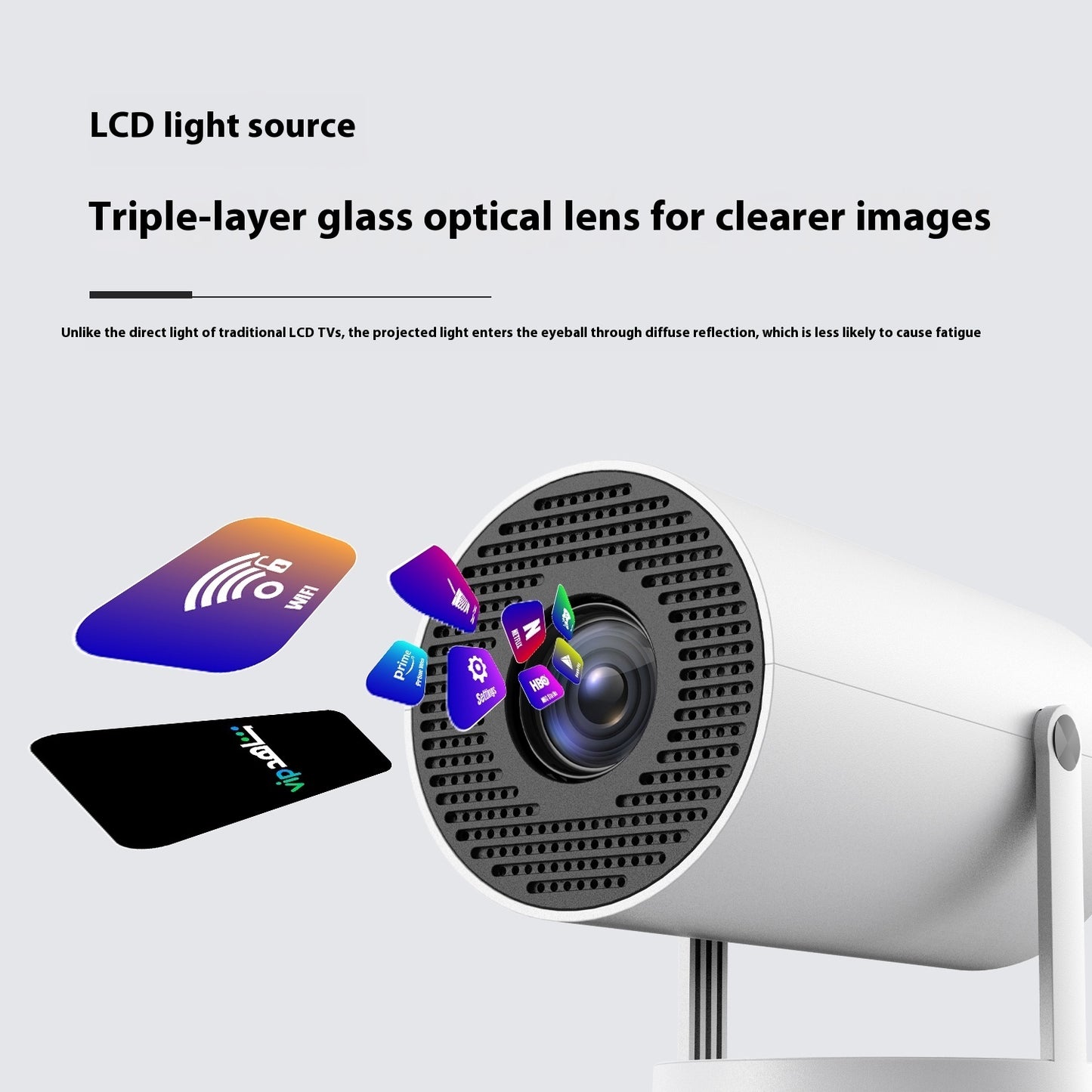 detech Portable Projector Small Straight Projector For Home Use 180 Degrees Projection Angle Automatic Focus Home Video Projector