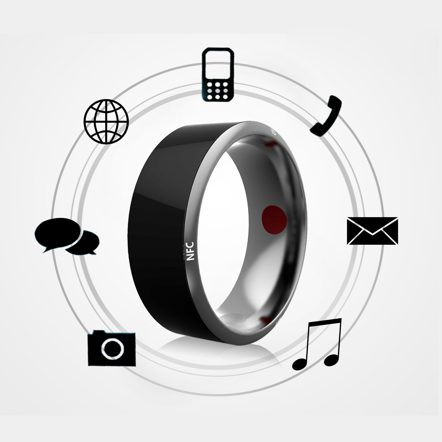 detech Smart Ring Wearable Device Multifunctional Black High-tech