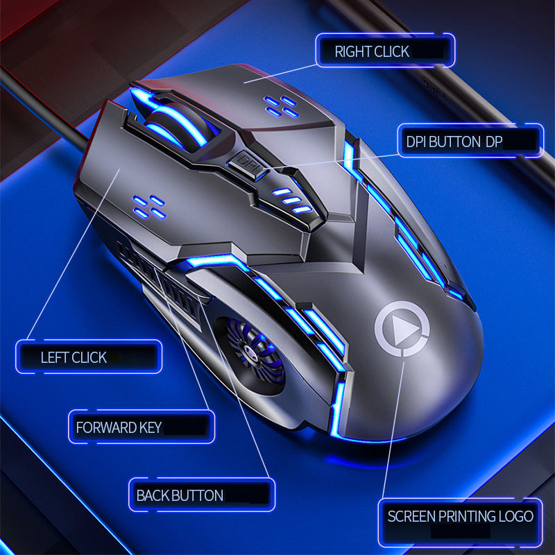 detech Wired Gaming Mouse Colorful Backlight 6 Button Silent Mouse 4-Speed 3200 DPI RGB Gaming Mouse For Computer Laptop Mice