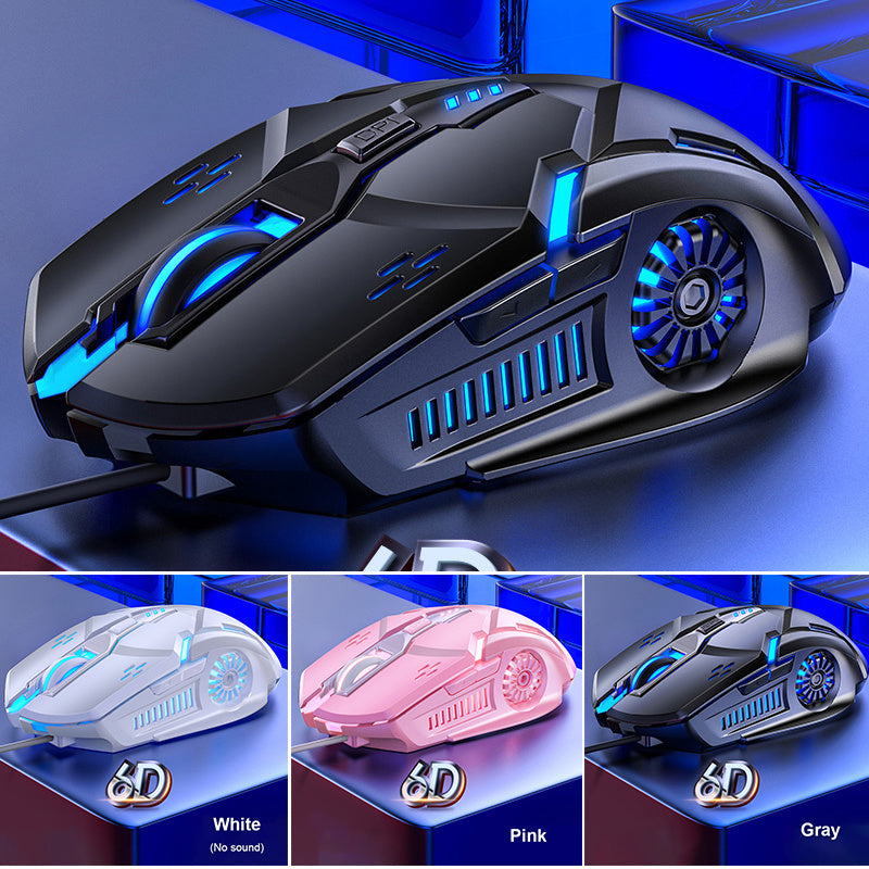 detech Wired Gaming Mouse Colorful Backlight 6 Button Silent Mouse 4-Speed 3200 DPI RGB Gaming Mouse For Computer Laptop Mice