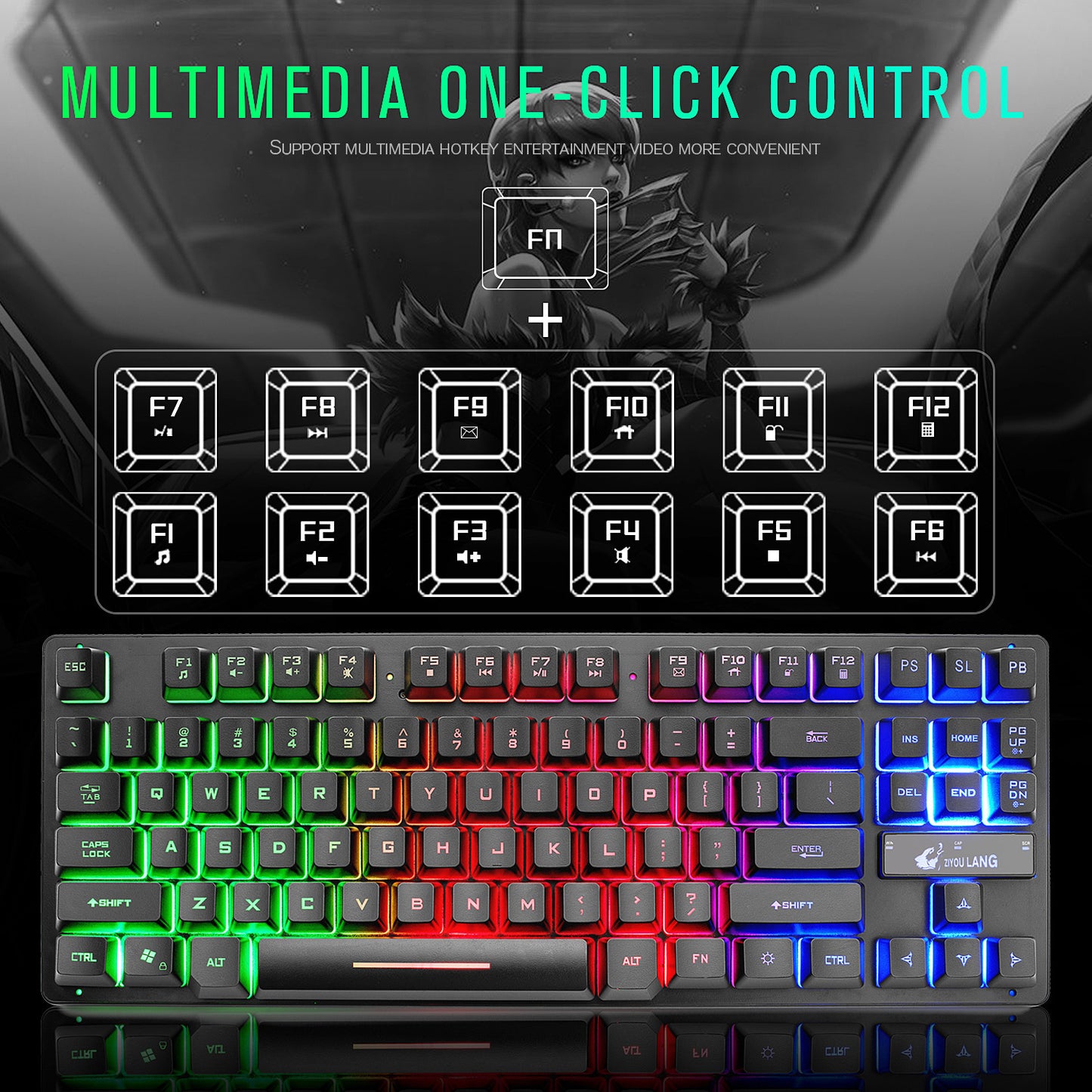 detech Games Mechanical Keyboard Notebook Keyboard